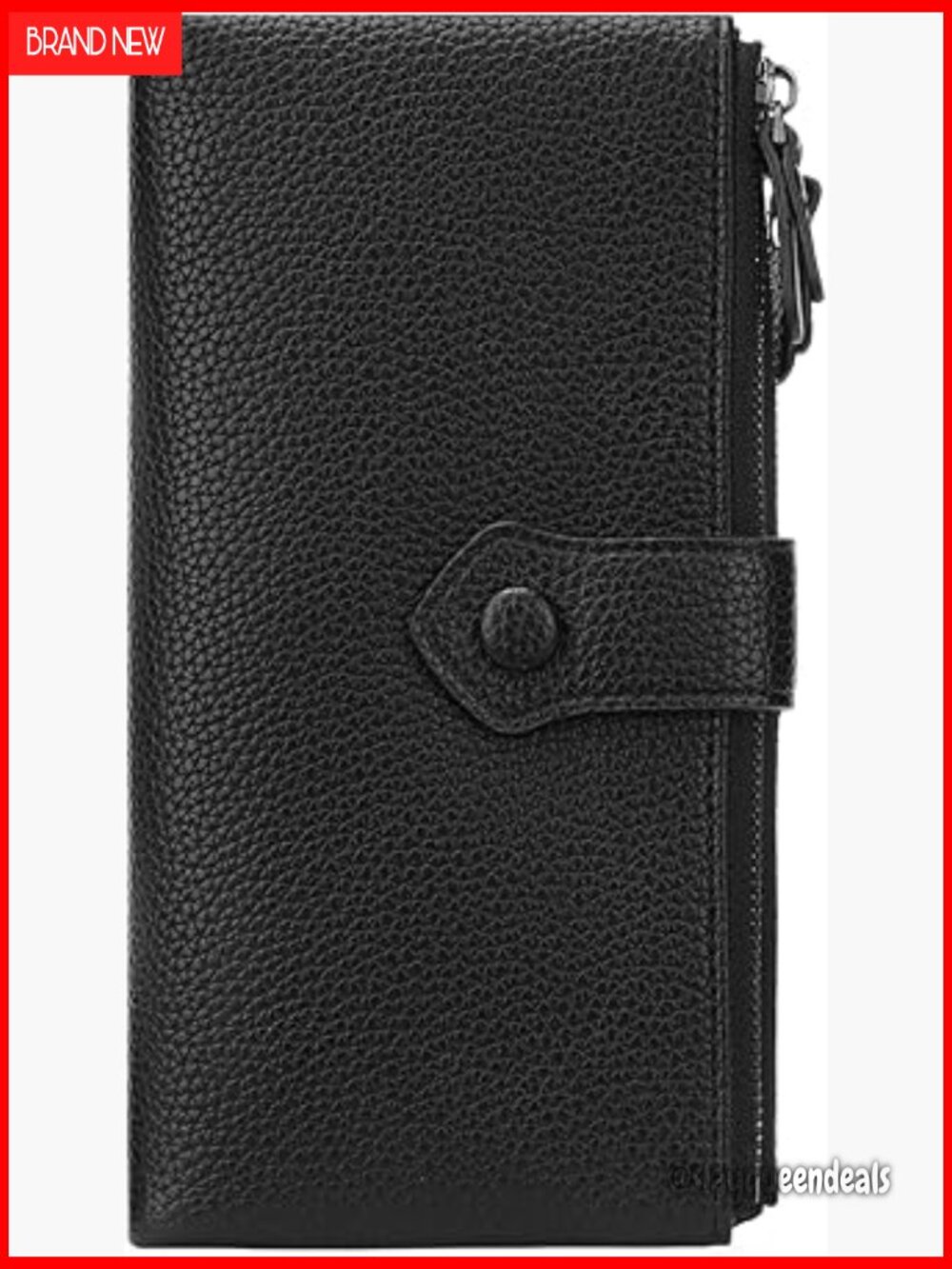 Slim RFID Blocking Vegan Leather Bifold Wallet with Double Zipper Pockets